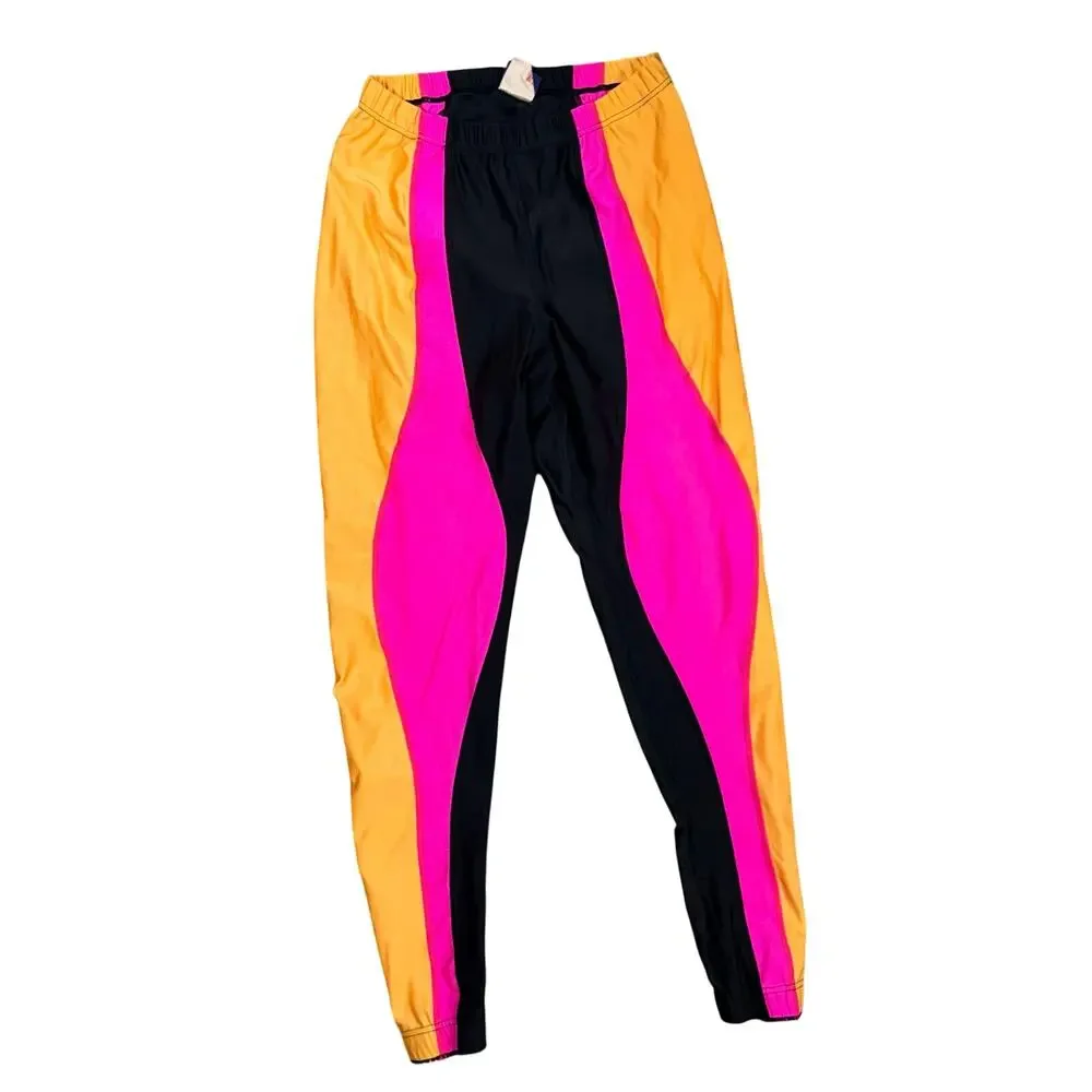 Vintage Nike Pant Pink Orange Black Athletic Work Out Blue Tag 80s Fitted